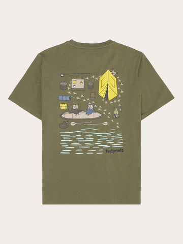 KnowledgeCotton Apparel - UNI Regular short sleeve heavy single jersey printed t-shirt GOTS/Vegan T-shirts 1068 Burned Olive
