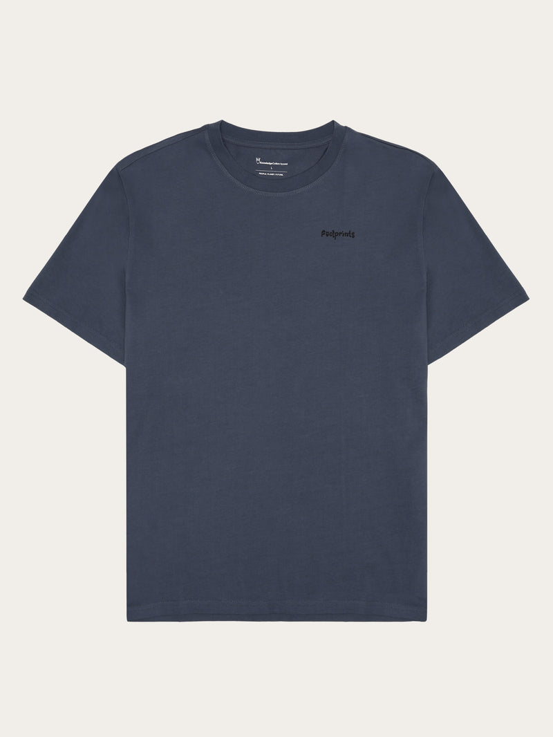 KnowledgeCotton Apparel - UNI Regular short sleeve heavy single jersey printed t-shirt GOTS/Vegan T-shirts 1226 Vintage Indigo