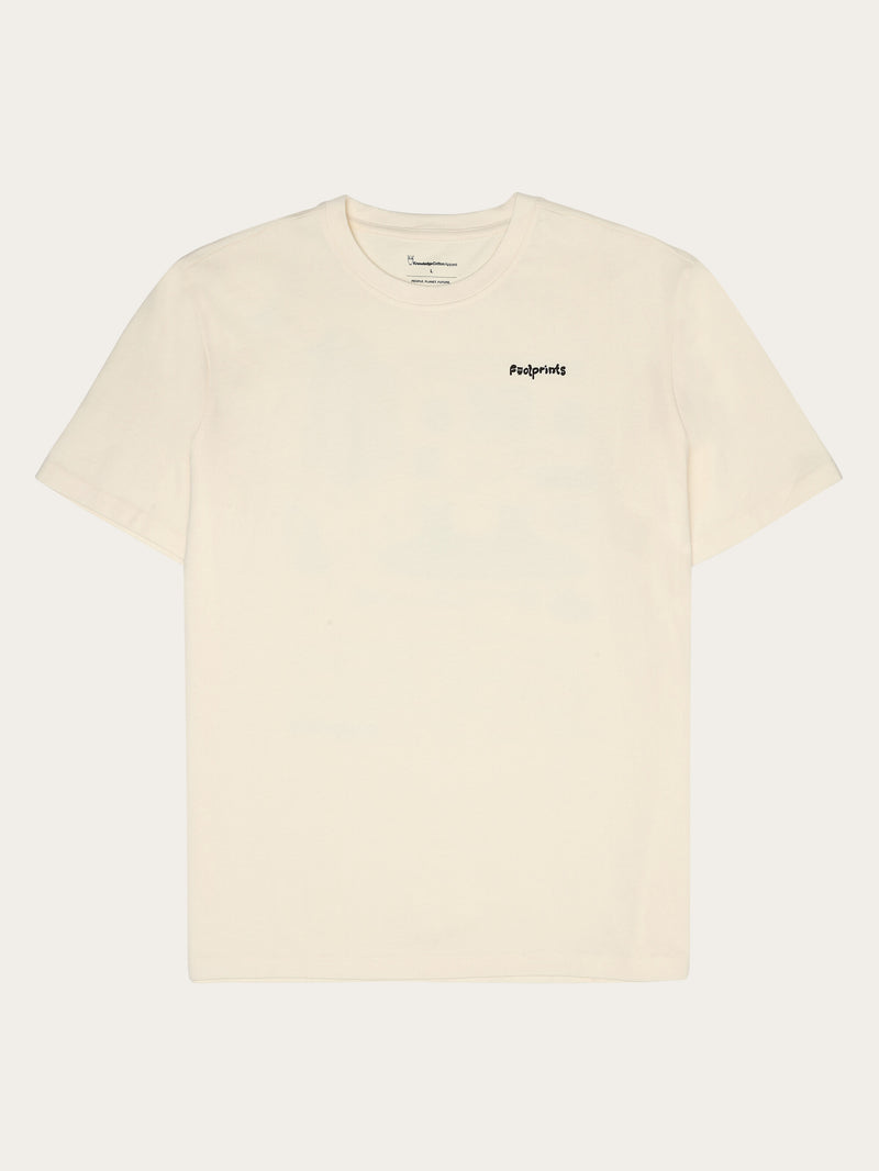 KnowledgeCotton Apparel - UNI Regular short sleeve heavy single jersey printed t-shirt GOTS/Vegan T-shirts 1387 Egret