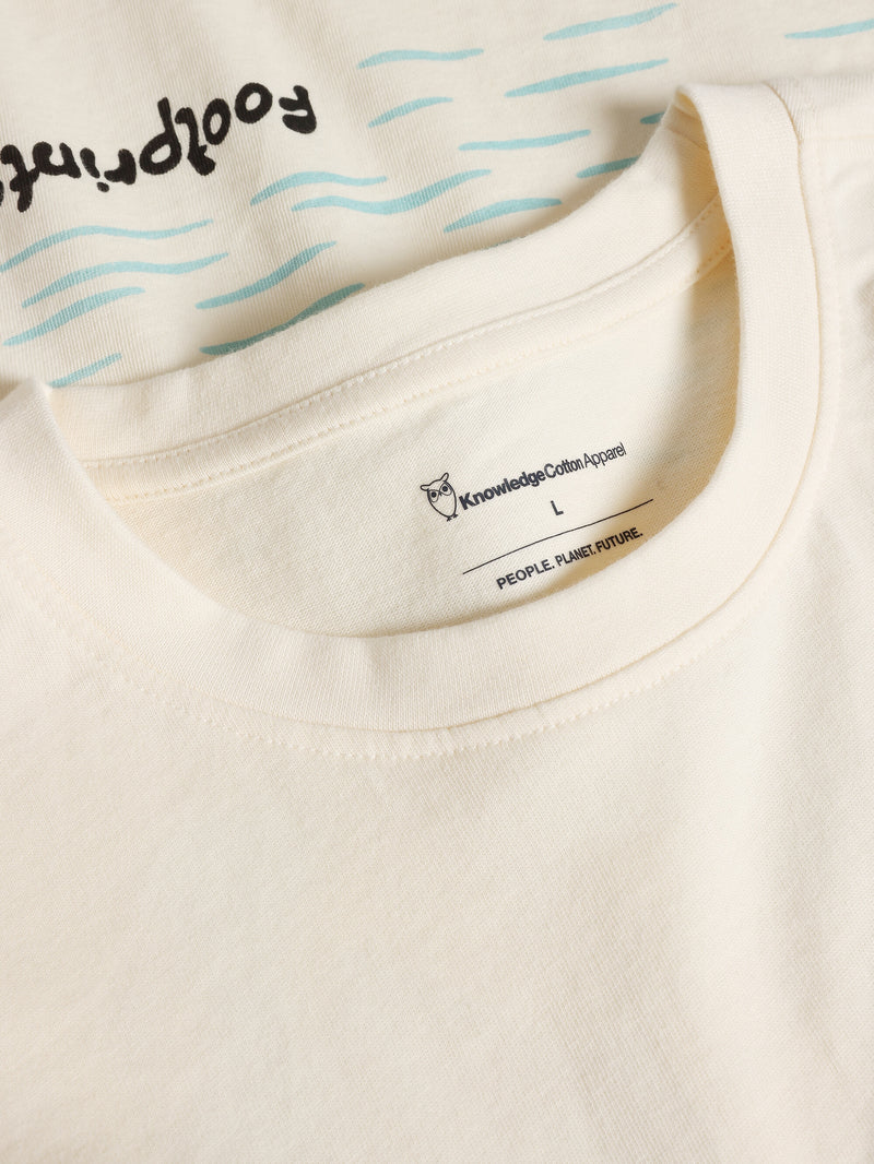 KnowledgeCotton Apparel - UNI Regular short sleeve heavy single jersey printed t-shirt GOTS/Vegan T-shirts 1387 Egret