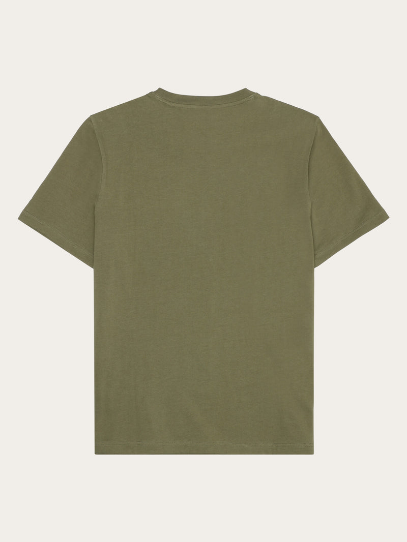 KnowledgeCotton Apparel - MEN Regular short sleeve heavy single t-shirt - Regenerative Organic Certified™ - GOTS/Vegan T-shirts 1068 Burned Olive