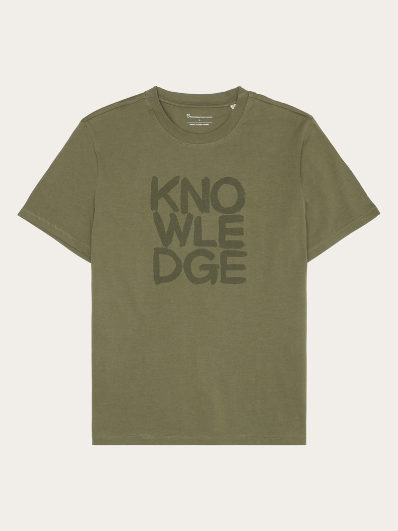 KnowledgeCotton Apparel - MEN Regular short sleeve heavy single t-shirt - Regenerative Organic Certified™ - GOTS/Vegan T-shirts 1068 Burned Olive