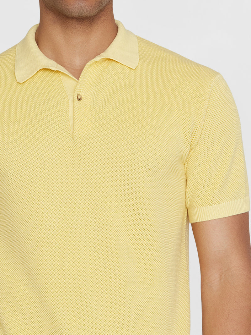 KnowledgeCotton Apparel - MEN Regular two toned knitted short sleeved polo - GOTS/Vegan Polos 1429 Misted Yellow