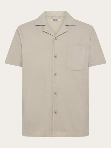 KnowledgeCotton Apparel - MEN Relaxed bouclé short sleeve shirt Shirts 1228 Light feather gray