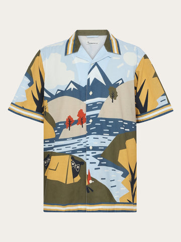 KnowledgeCotton Apparel - MEN Relaxed print short sleeve shirt Shirts 9932 Multi color AOP