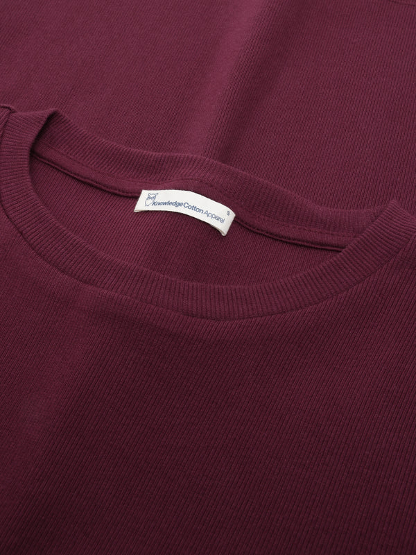 KnowledgeCotton Apparel - WMN Rib Scoop neck long sleeved Long Sleeves 1281 Fig