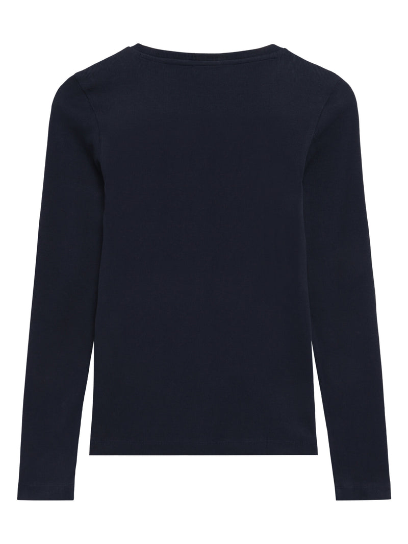 KnowledgeCotton Apparel - WMN Rib Scoop neck long sleeved Long Sleeves 1412 Night Sky