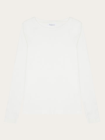 KnowledgeCotton Apparel - WMN Rib Scoop neck long sleeved Long Sleeves 1007 Star White