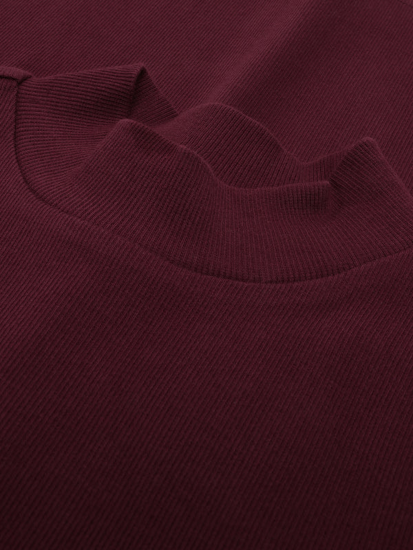 KnowledgeCotton Apparel - WMN Rib high neck LS Long Sleeves 1281 Fig