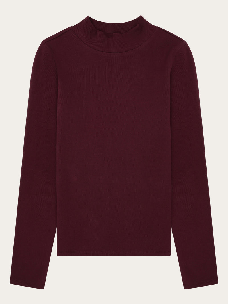 KnowledgeCotton Apparel - WMN Rib high neck LS Long Sleeves 1281 Fig