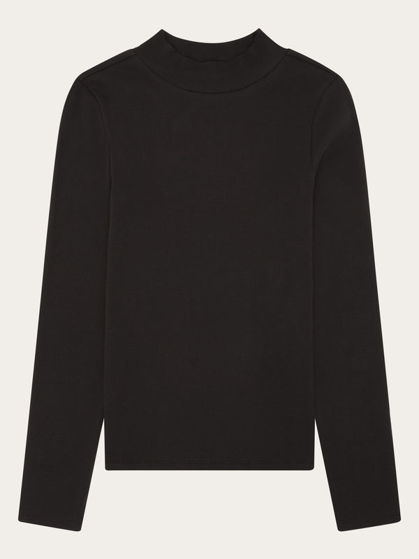 KnowledgeCotton Apparel - WMN Rib high neck LS Long Sleeves 1487 Chocolate Torte