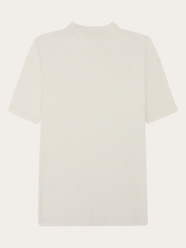 KnowledgeCotton Apparel - WMN Rib high neck short sleeve T-shirts 1007 Star White
