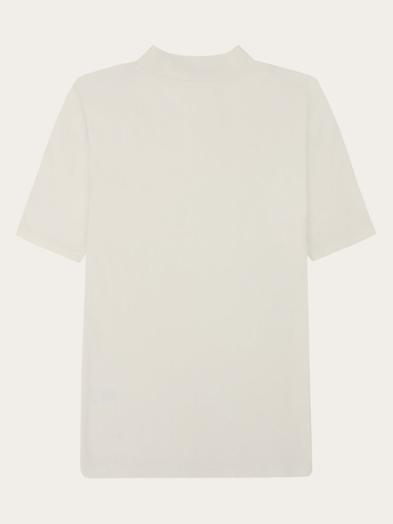 KnowledgeCotton Apparel - WMN Rib high neck short sleeve T-shirts 1007 Star White