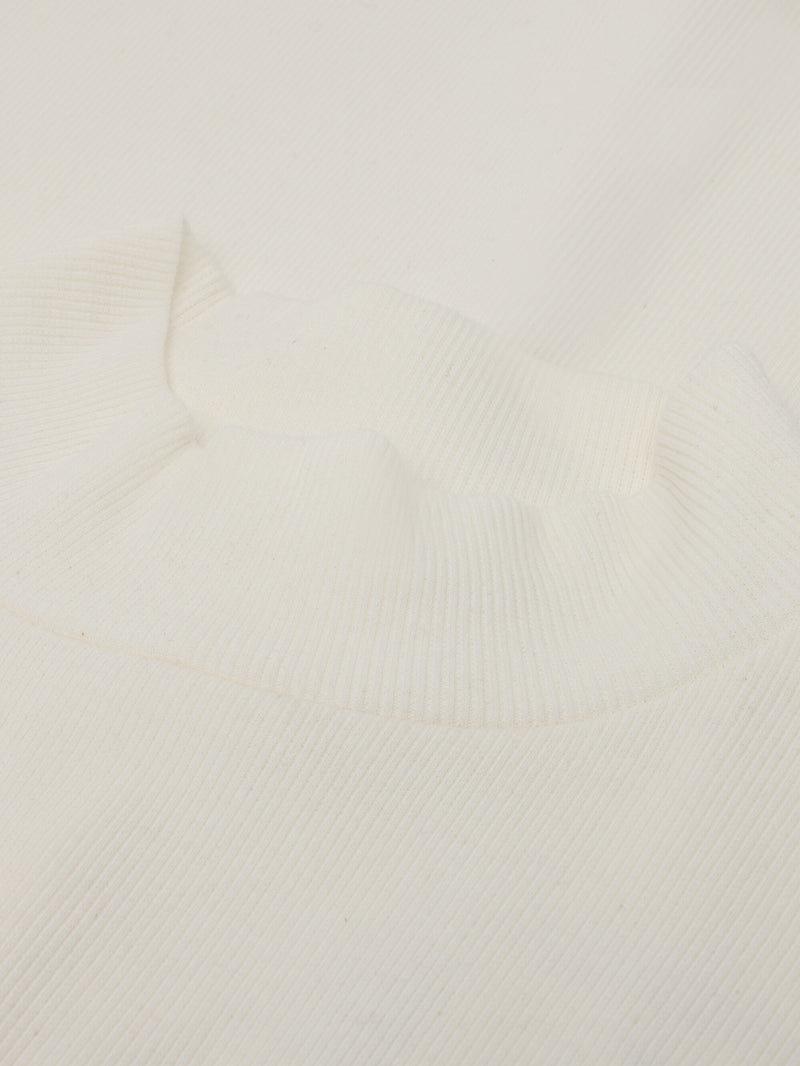 KnowledgeCotton Apparel - WMN Rib high neck short sleeve T-shirts 1007 Star White