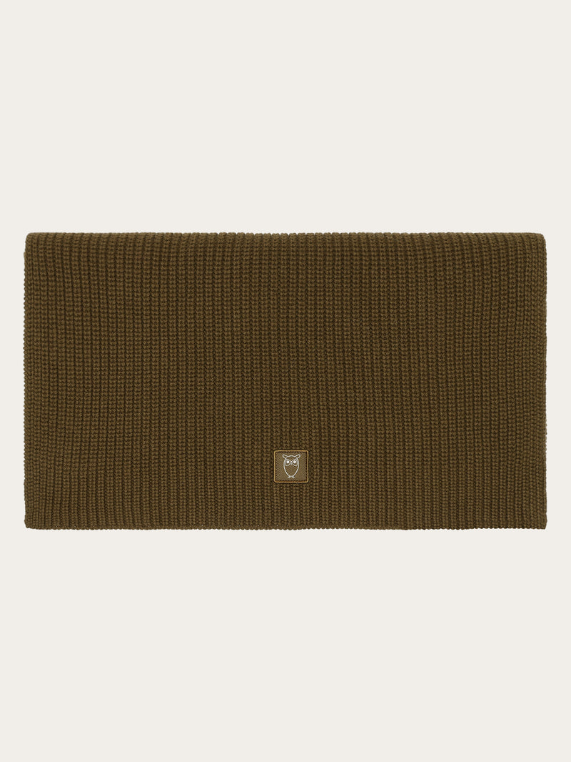 KnowledgeCotton Apparel - UNI Rib knit scarf Scarfs 1100 Dark Olive