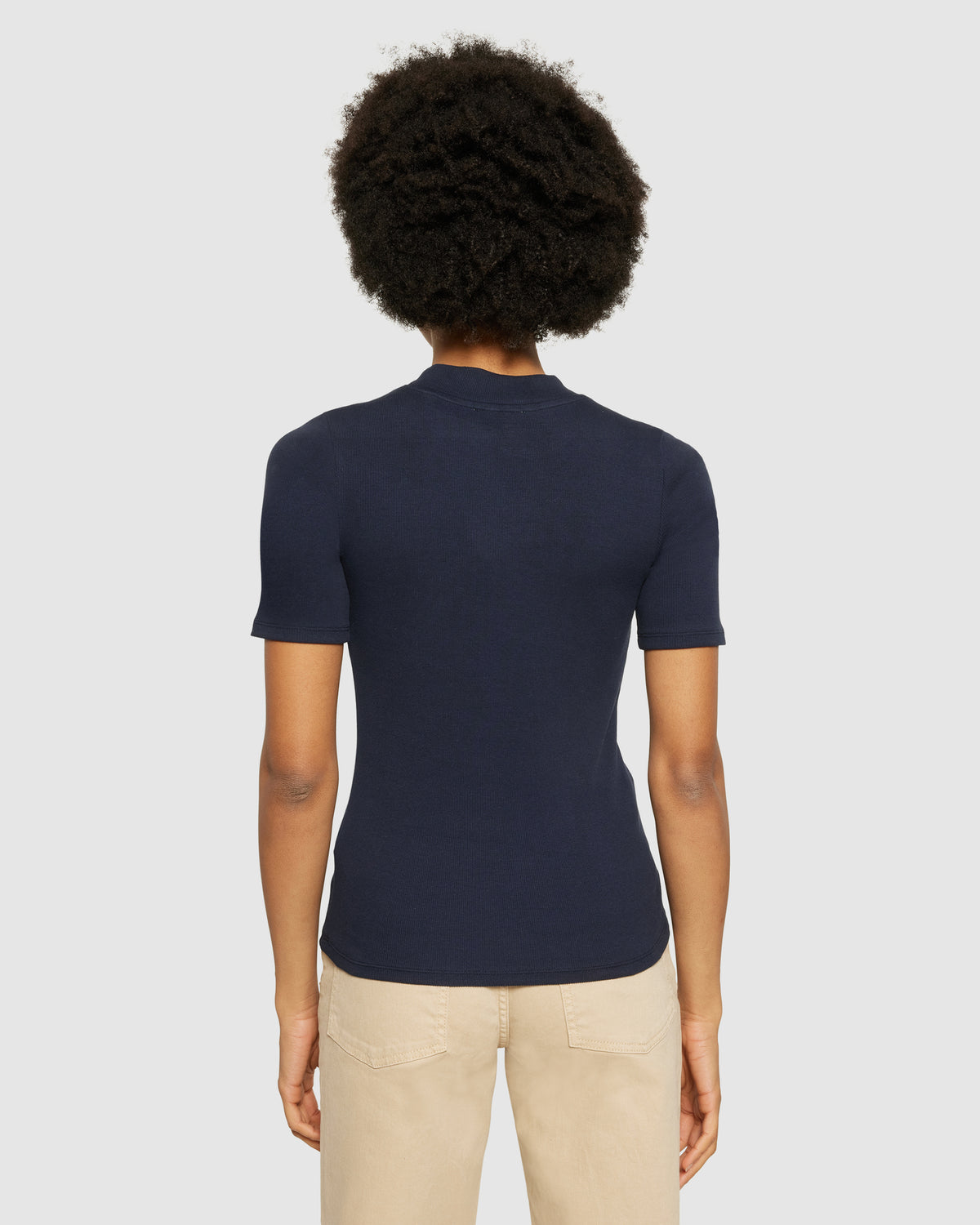 KnowledgeCotton Apparel - WMN Rib t-shirt T-shirts 1412 Night Sky