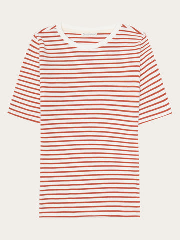 KnowledgeCotton Apparel - WMN Rib t-shirt T-shirts 8029 Orange