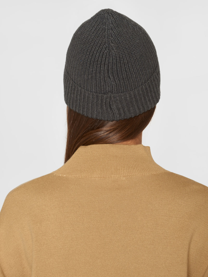 KnowledgeCotton Apparel - UNI Ribbing hat Hats 1073 Dark Grey Melange