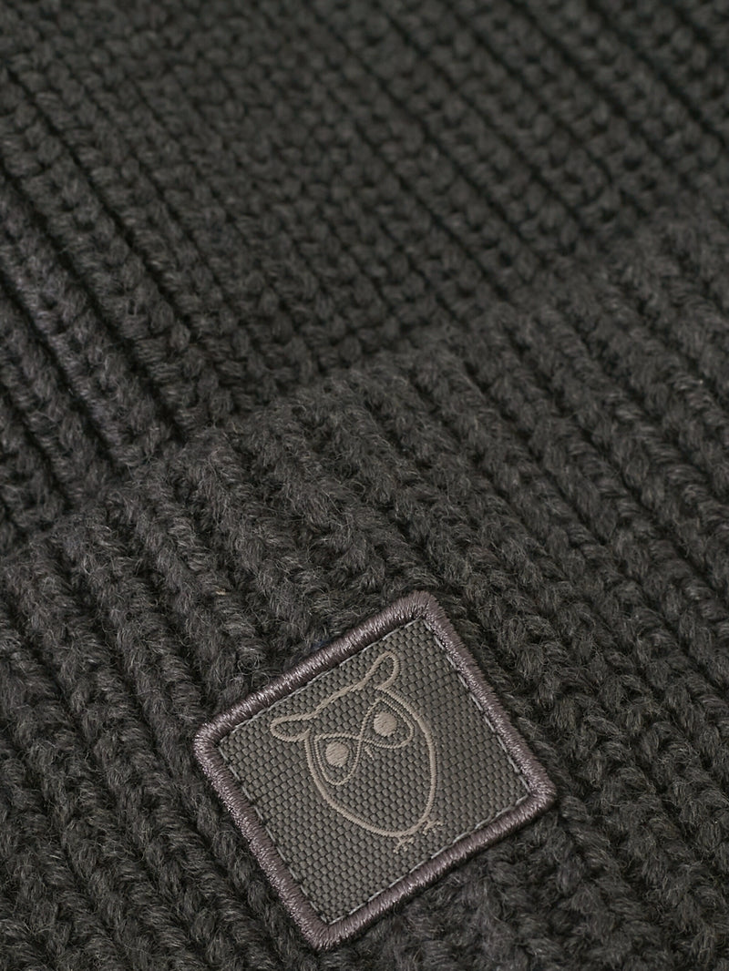 KnowledgeCotton Apparel - UNI Ribbing hat Hats 1073 Dark Grey Melange