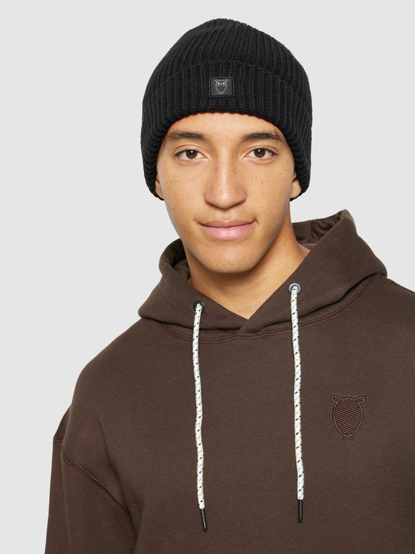 KnowledgeCotton Apparel - UNI Ribbing hat Hats 1300 Black Jet