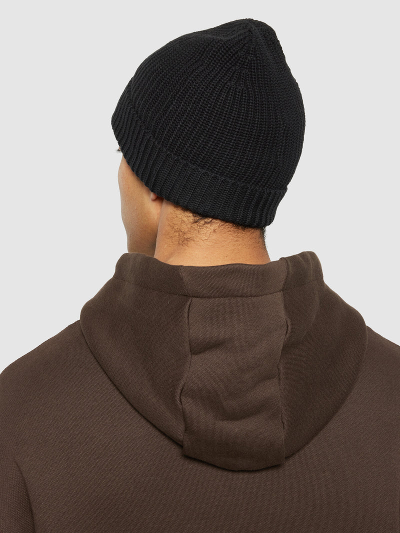 KnowledgeCotton Apparel - UNI Ribbing hat Hats 1300 Black Jet