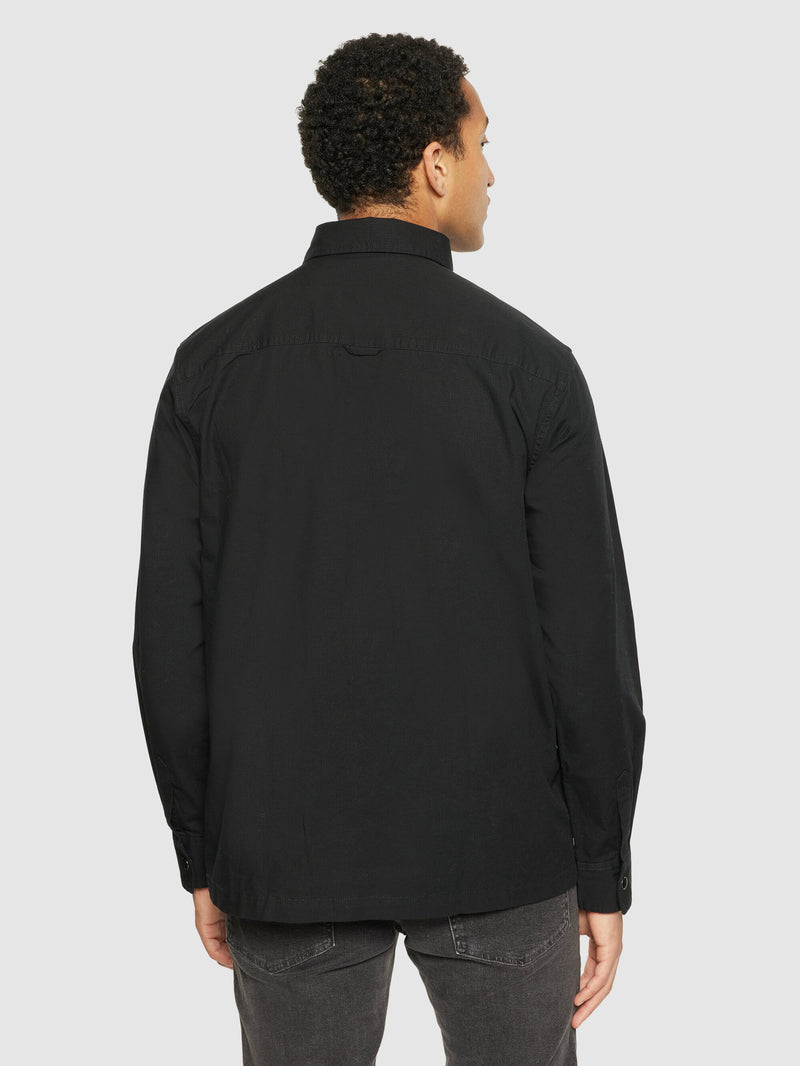 KnowledgeCotton Apparel - MEN Ripstop overshirt - GOTS/Vegan Overshirts 1300 Black Jet