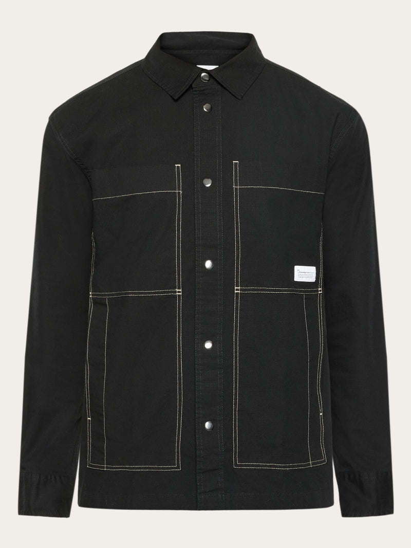 KnowledgeCotton Apparel - MEN Ribstop overshirt - GOTS/Vegan Overshirts 1300 Black Jet