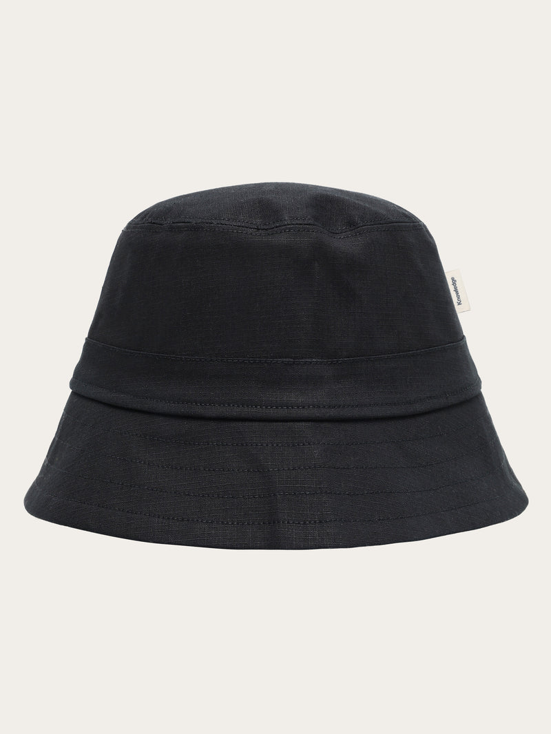 KnowledgeCotton Apparel - UNI Ripstop bucket hat - GOTS/Vegan Hats 1300 Black Jet