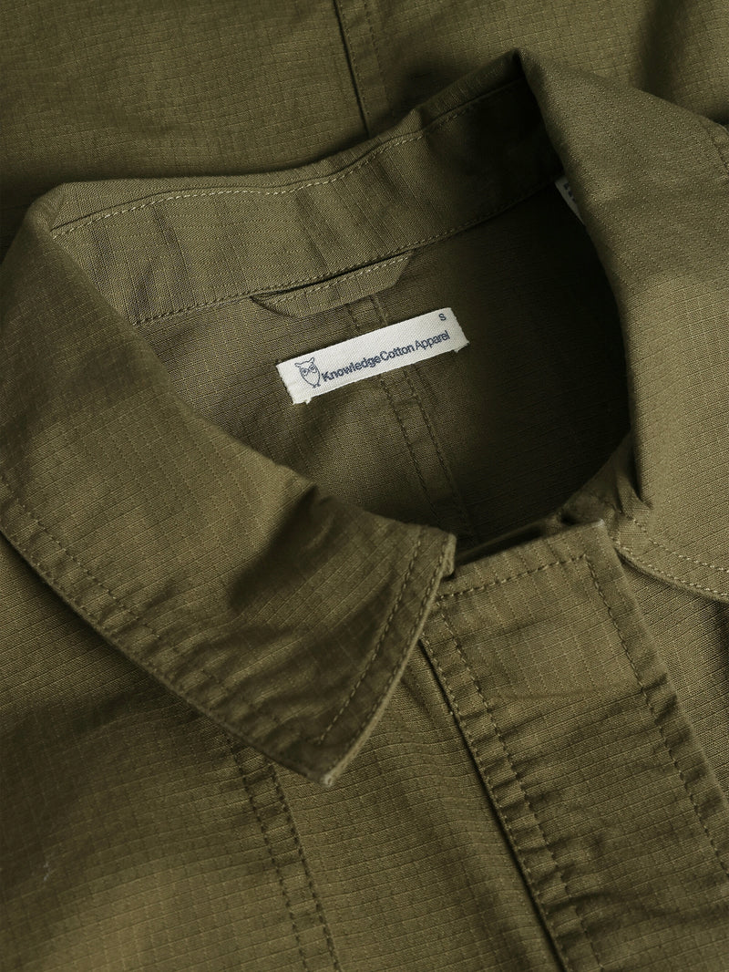 KnowledgeCotton Apparel - WMN Ripstop overshirt Jackets 1068 Burned Olive