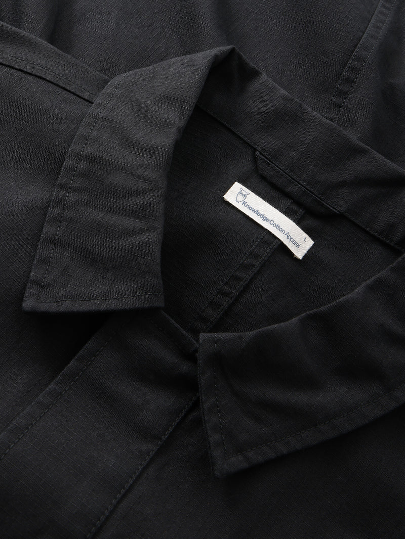 KnowledgeCotton Apparel - MEN Ripstop overshirt - GOTS/Vegan Jackets 1300 Black Jet