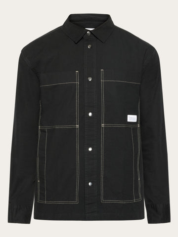 KnowledgeCotton Apparel - MEN Ripstop overshirt - GOTS/Vegan Overshirts 1300 Black Jet