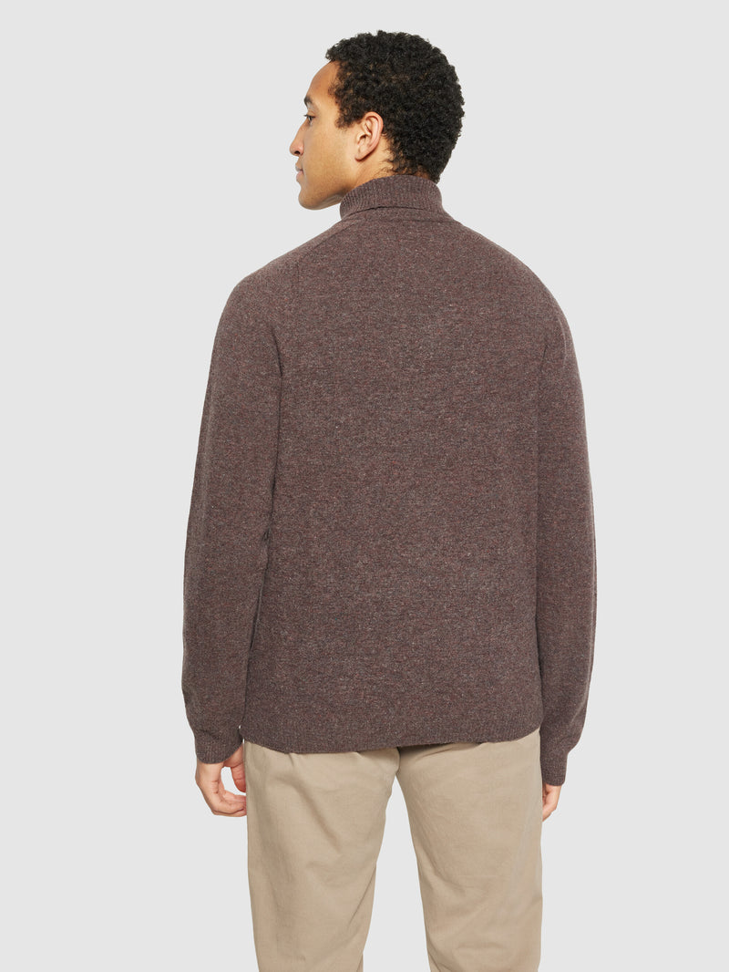 KnowledgeCotton Apparel - MEN Roll neck knit Knits 1243 Demitasse (brown)