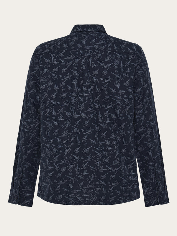 KnowledgeCotton Apparel - MEN SOS Cotton Tencel Printed Shirt - OCS/Vegan Shirts 9921 Blue