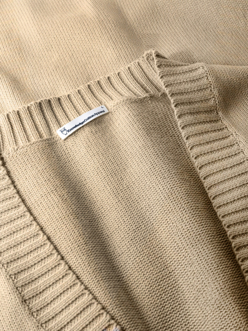 KnowledgeCotton Apparel - MEN SOS Jacquard knitted Cardigan GOTS/Vegan Knits 1228 Light feather gray