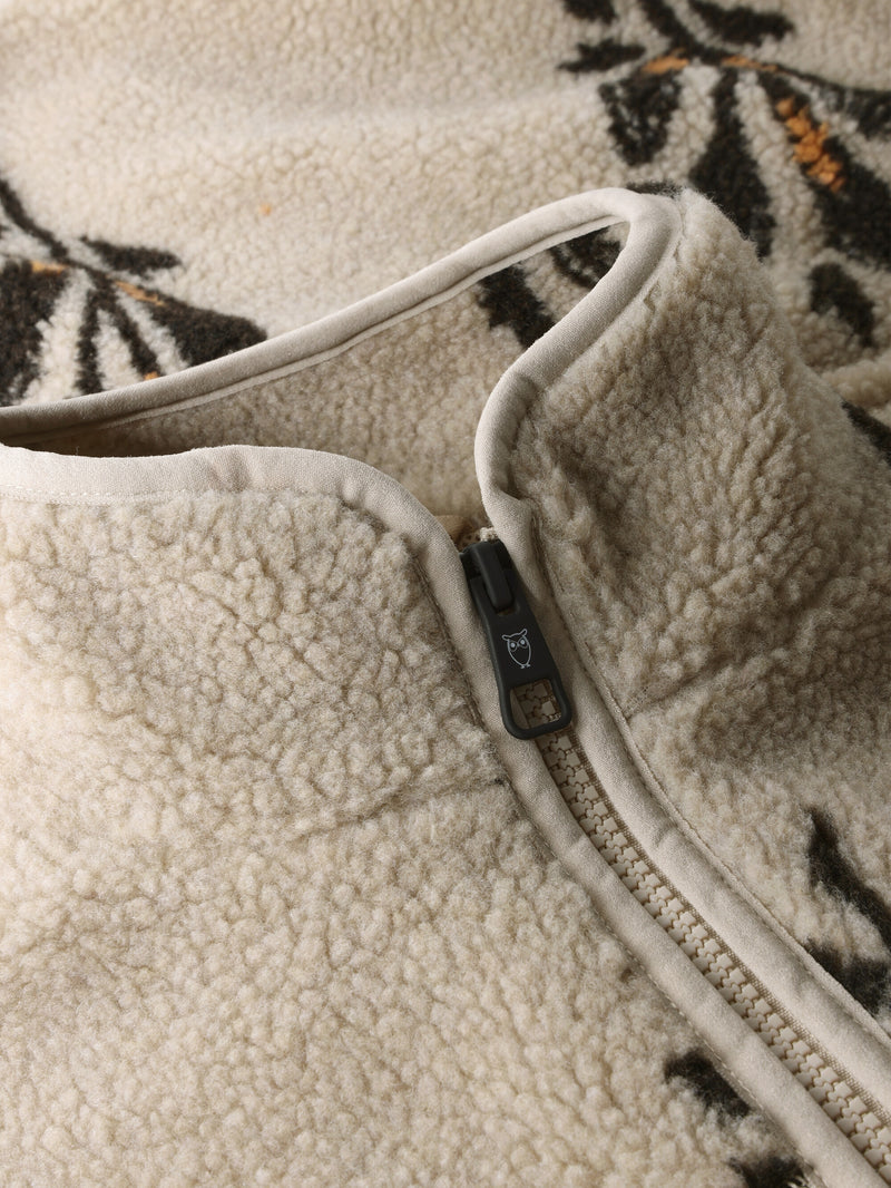 KnowledgeCotton Apparel - MEN SOS Loose Fit AOP Zip Fleece - GRS/Vegan Fleeces 9930 Beige