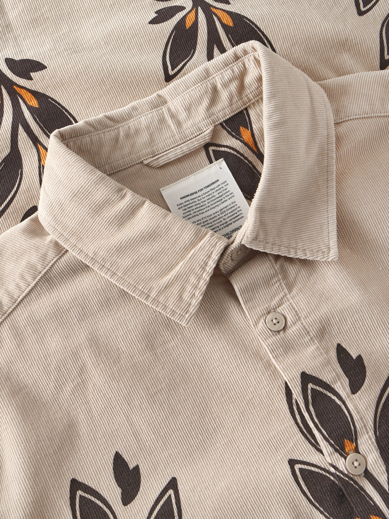 KnowledgeCotton Apparel - MEN SOS Organic Cotton Corduroy Printed Shirt - GOTS/Vegan Shirts 9930 Beige
