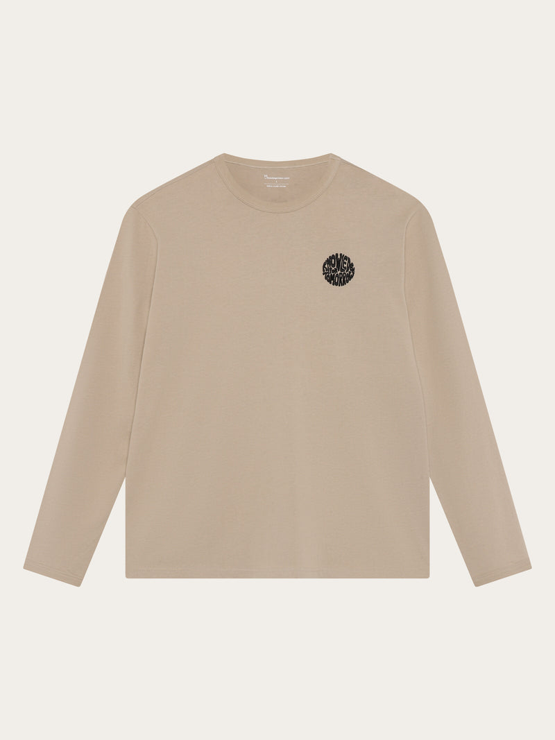 KnowledgeCotton Apparel - MEN SOS Organic Cotton Long sleeved T-shirt - GOTS/Vegan Long Sleeves 1228 Light feather gray