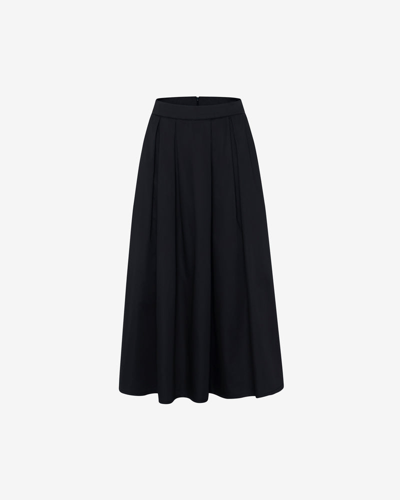KnowledgeCotton Apparel - WMN Satin pleat skirt Skirts 1300 Black Jet
