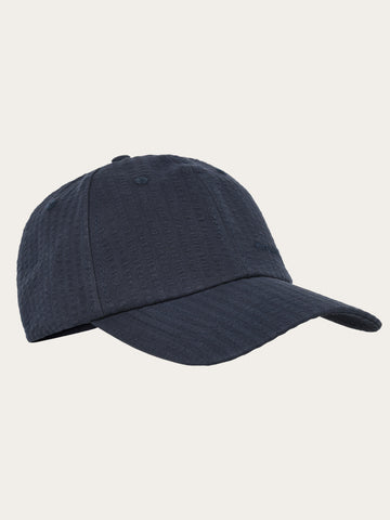 KnowledgeCotton Apparel - UNI Seersucker cap Caps 1412 Night Sky