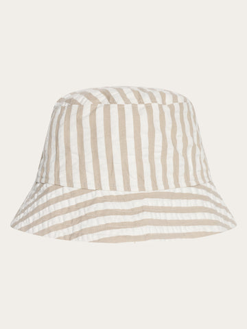 KnowledgeCotton Apparel - MEN Seersucker stripe bucket hat Hats 8033 Creme Stripe