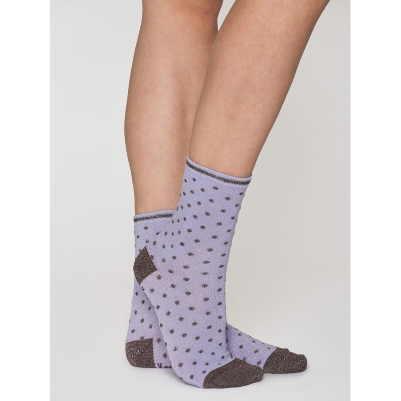 KnowledgeCotton Apparel - WMN Single pack Lurex glitter dot socks Socks 6027 Purple