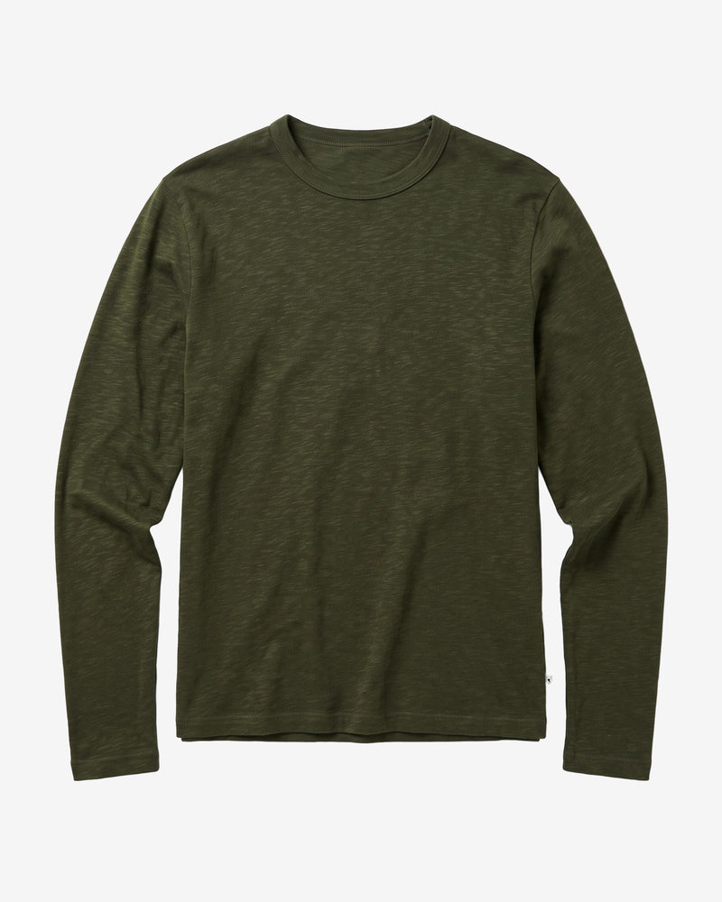 KnowledgeCotton Apparel - MEN Slub long sleeve t-shirt Long Sleeves 1090 Forest Night