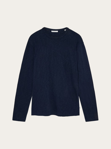 KnowledgeCotton Apparel - MEN Slub long sleeve t-shirt Long Sleeves 1412 Night Sky