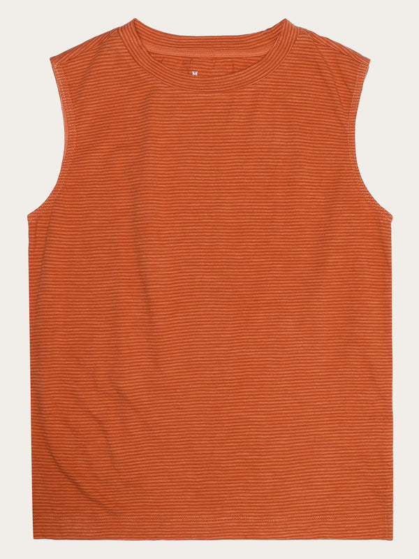 KnowledgeCotton Apparel - WMN Slub tanktop - GOTS/Vegan T-shirts 8025 Red Stripe