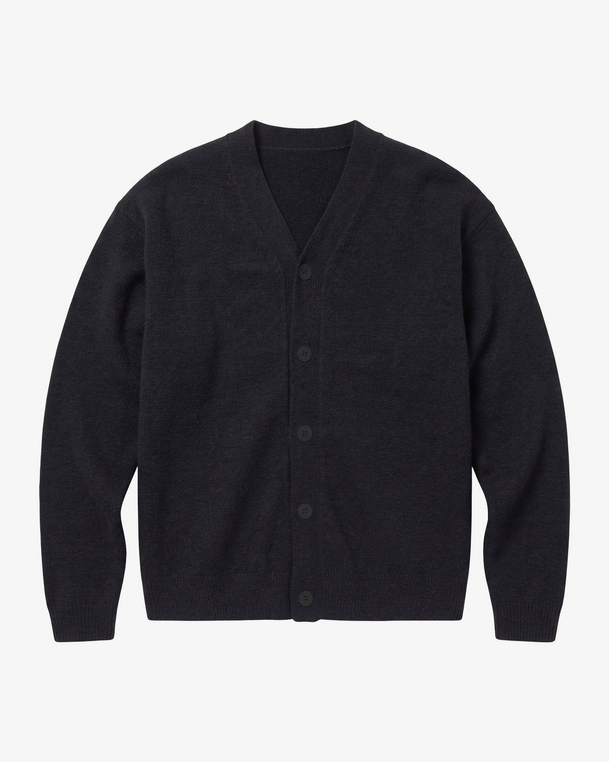 KnowledgeCotton Apparel - MEN Soufflé yarn cardigan Knits 1300 Black Jet