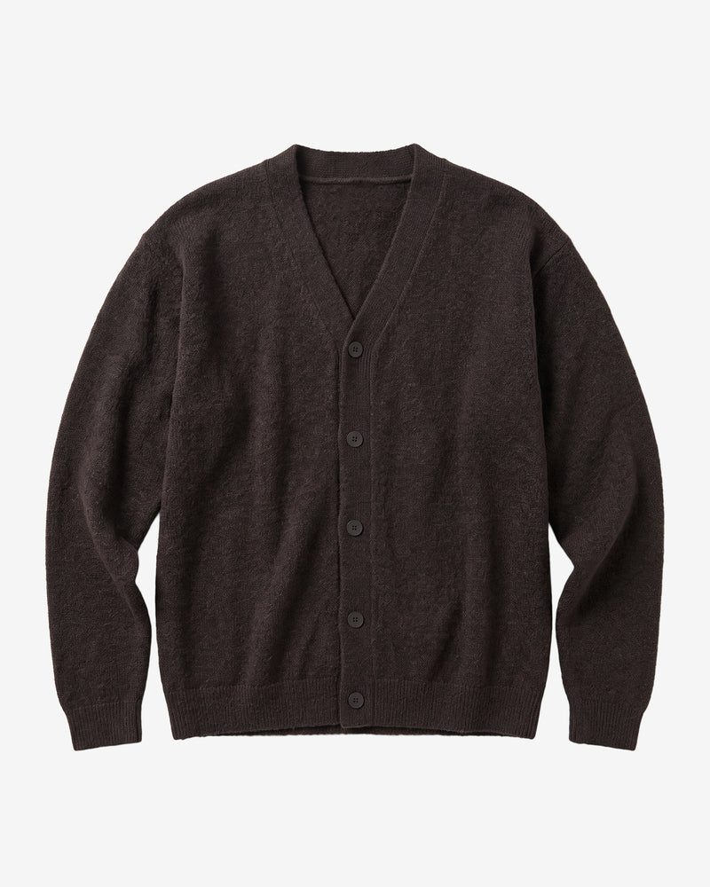 KnowledgeCotton Apparel - MEN Soufflé yarn cardigan Knits 1487 Chocolate Torte