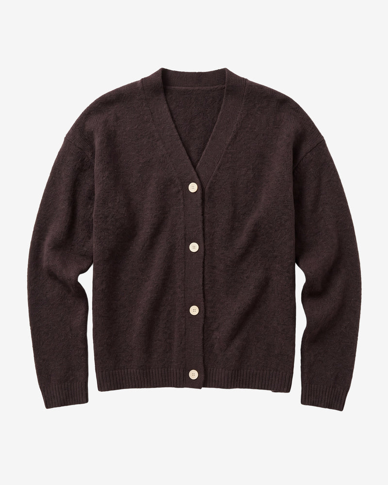 KnowledgeCotton Apparel - WMN Soufflé yarn cardigan Knits 1487 Chocolate Torte