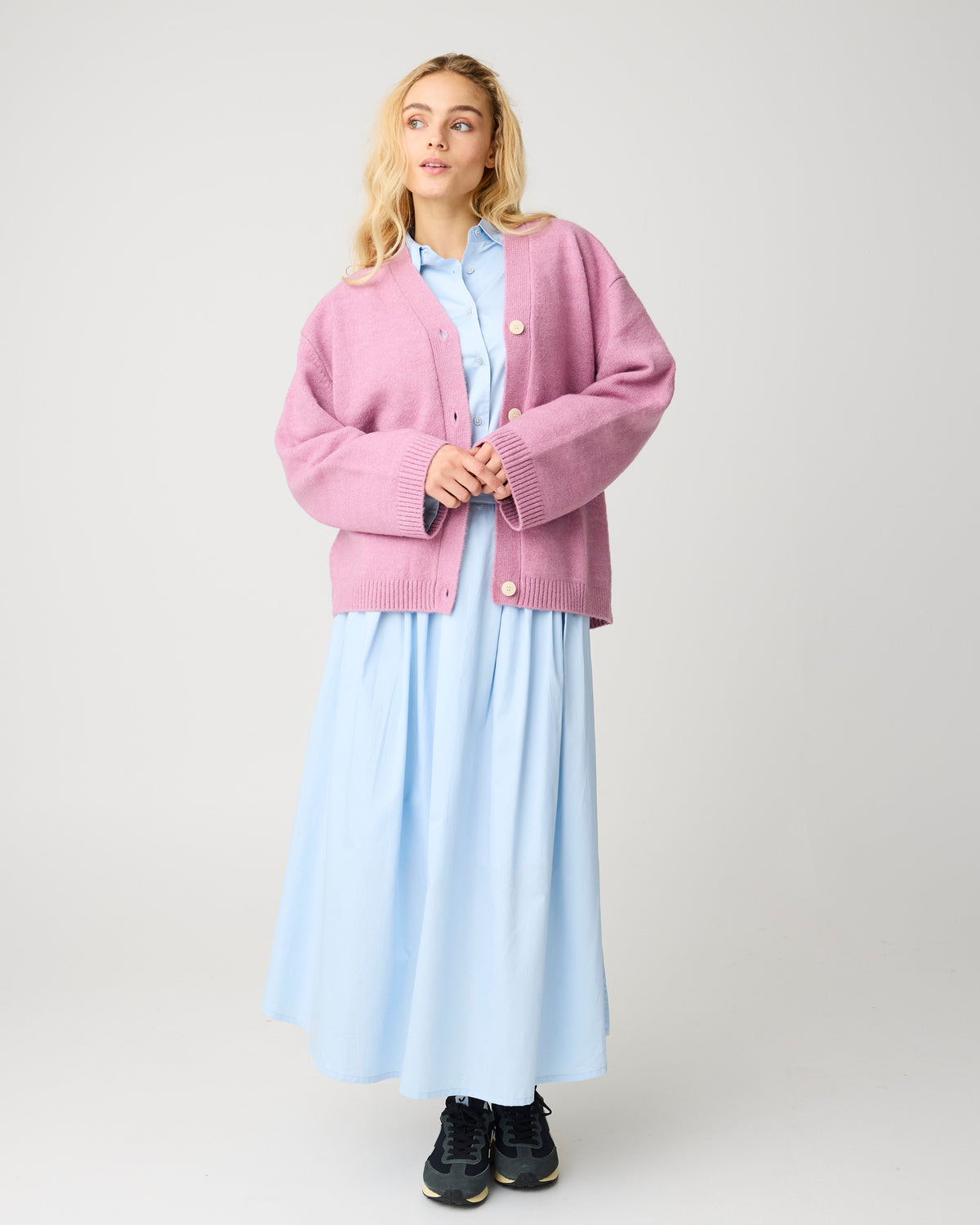 KnowledgeCotton Apparel - WMN Soufflé yarn cardigan Knits 1503 Orchid Haze