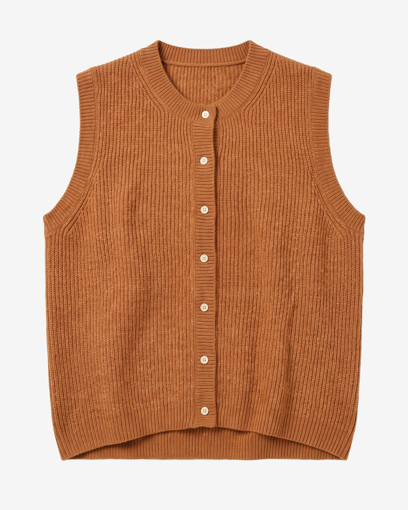 KnowledgeCotton Apparel - WMN Soufflé yarn vest Knits 1499 Lion