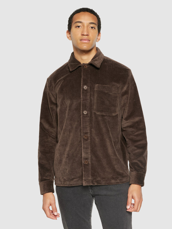 KnowledgeCotton Apparel - MEN Stretched 8-wales corduroy overshirt Overshirts 1243 Demitasse (brown)